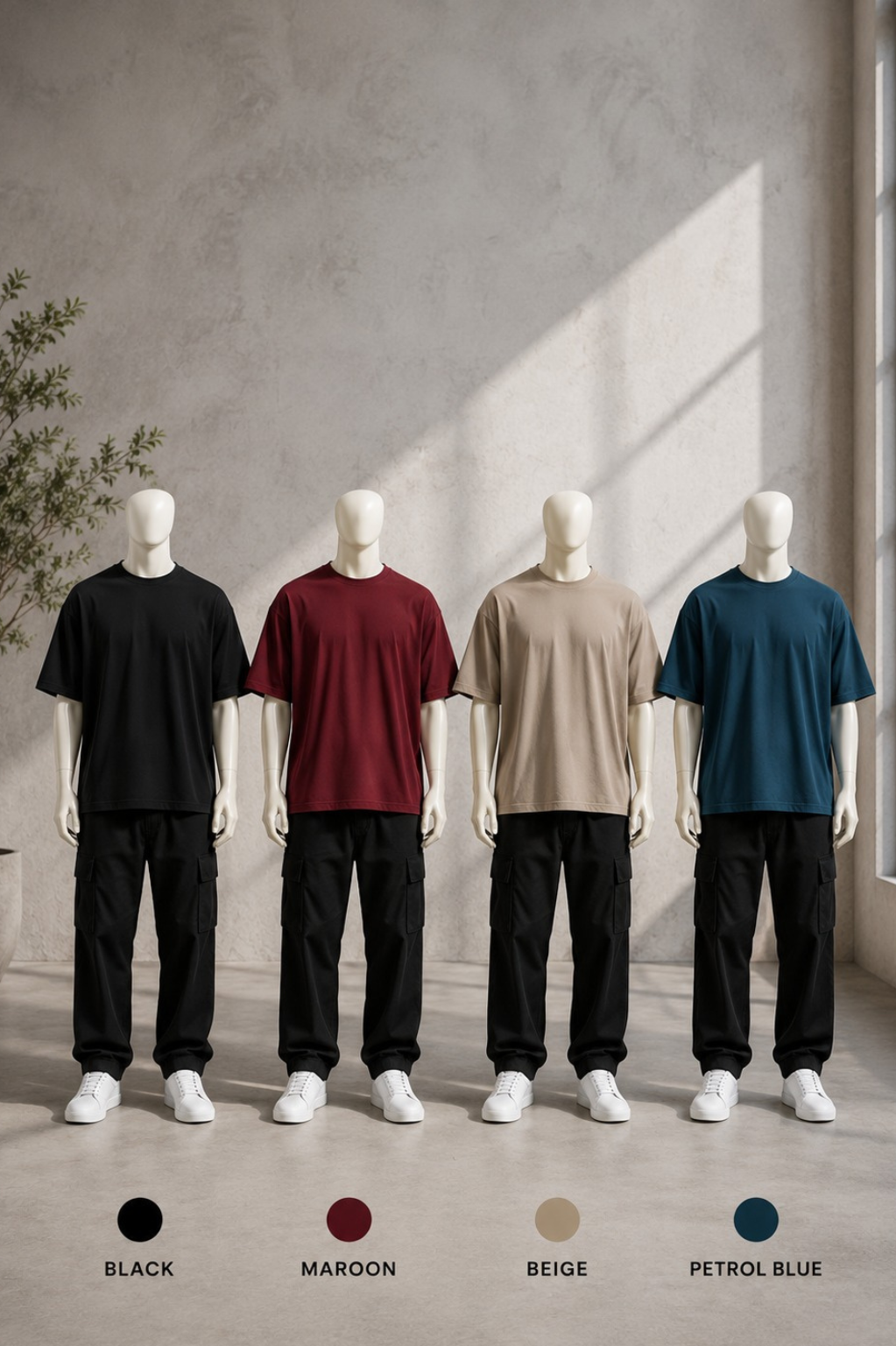 Pack of 4 Plain Oversized Tees