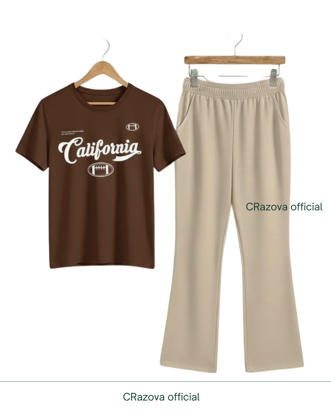 Brown California Tee & Flapper - Crazova Official