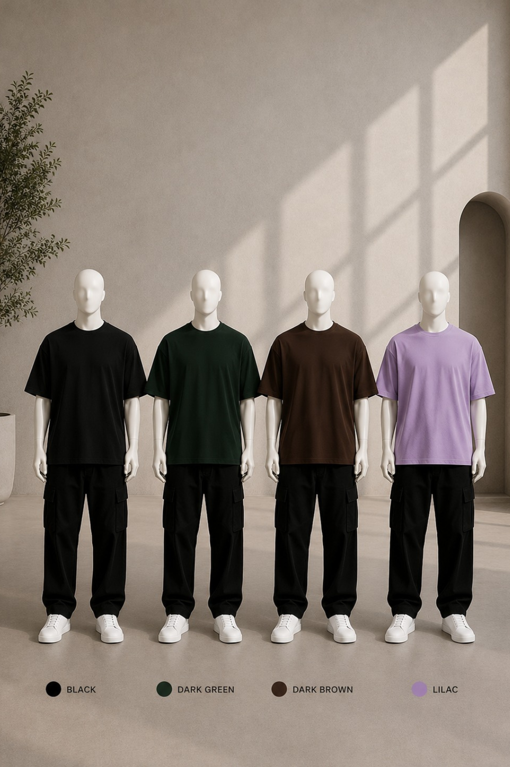 Pack of 4 Plain Oversized Tees