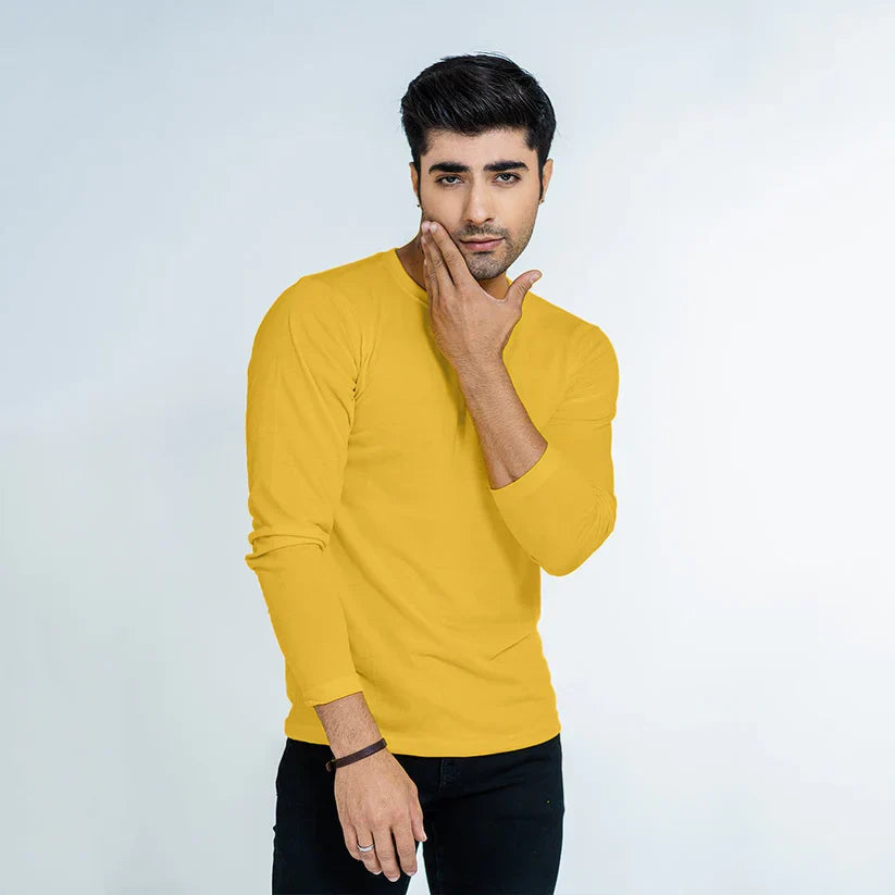 Unisex Mustard Full Sleeves T.Shirt