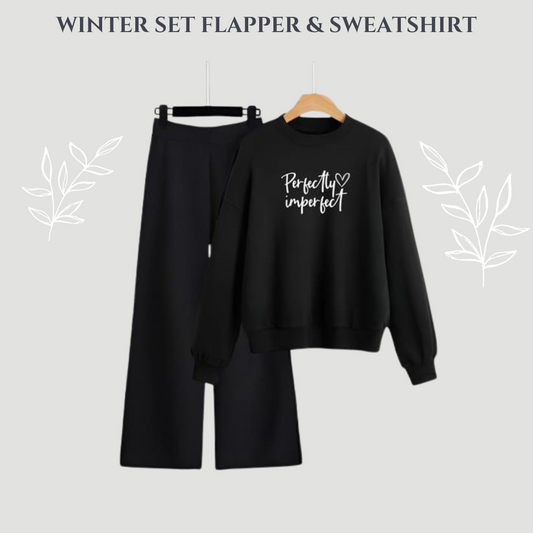 Perfectly Imperfect Black Sweatshirt And Flapper