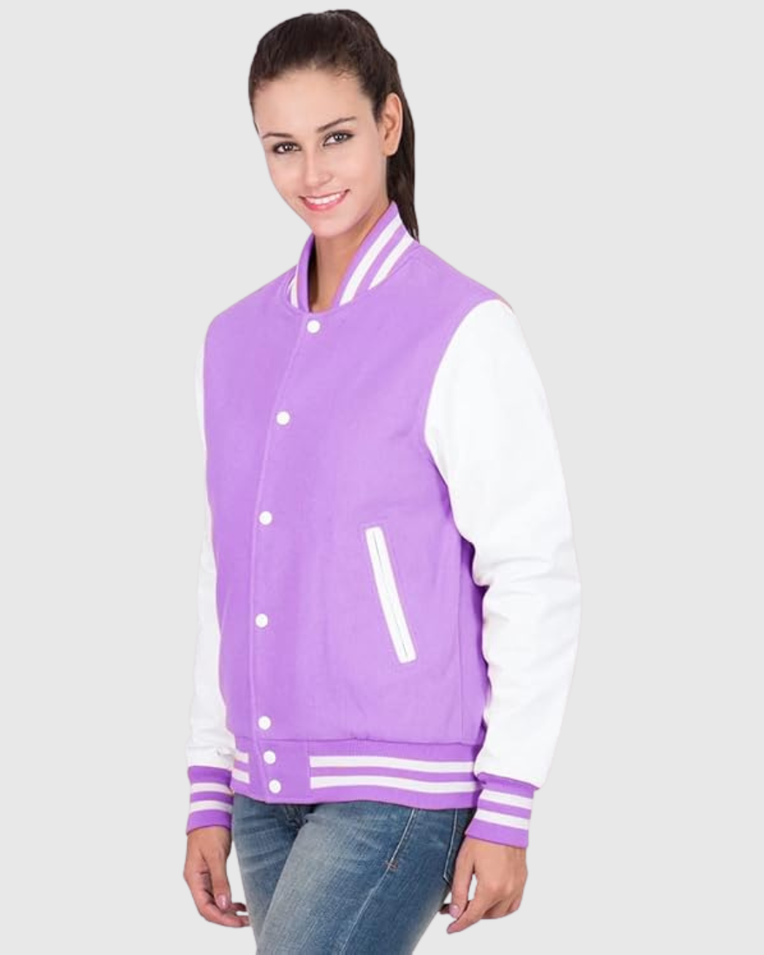 Lilac Color Varsity Jackets For Winter - Crazova Official