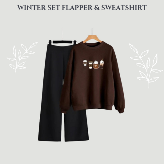 Coffee Brown Sweatshirt And Flapper