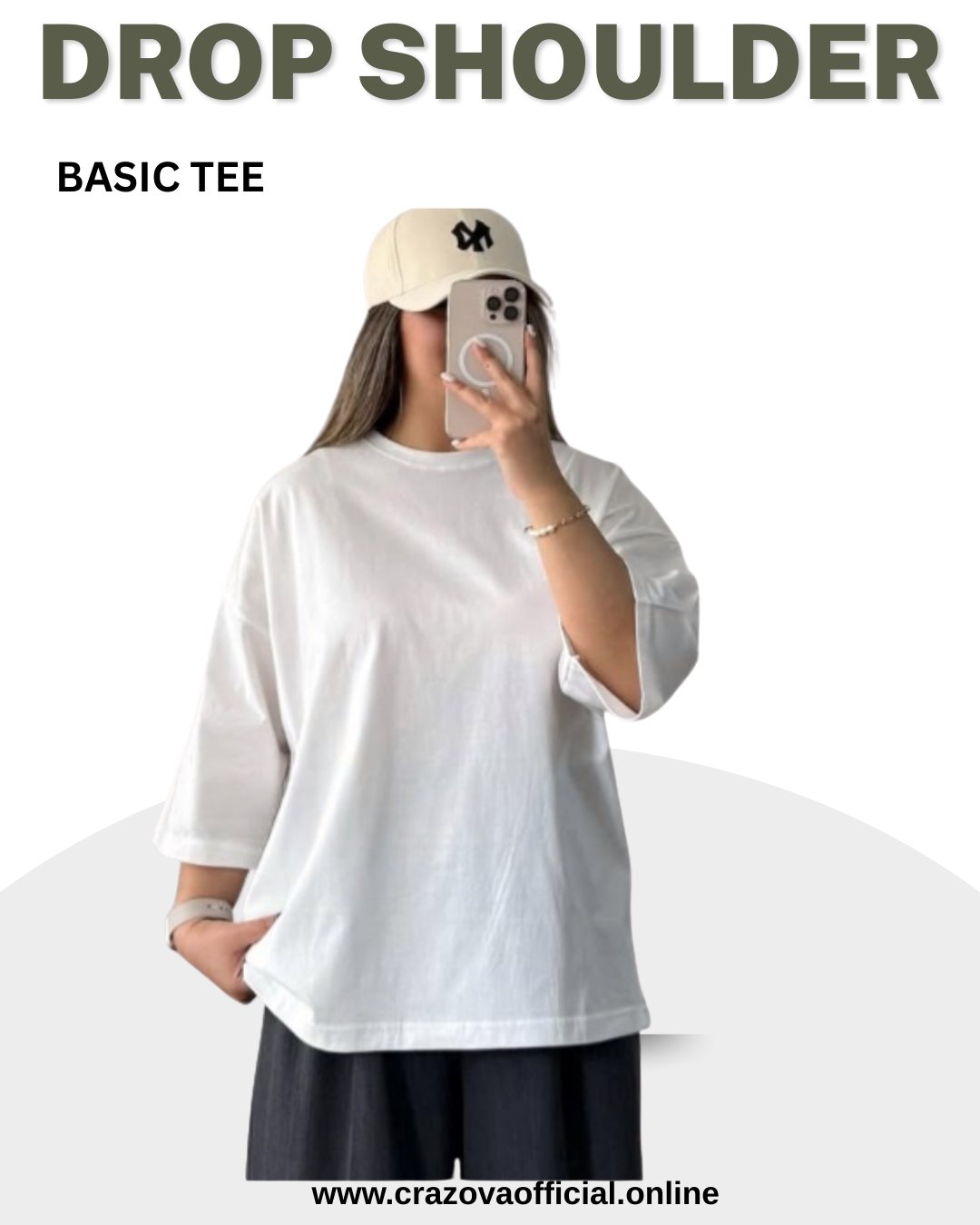 White Unisex Plain Drop Shoulder T-Shirts