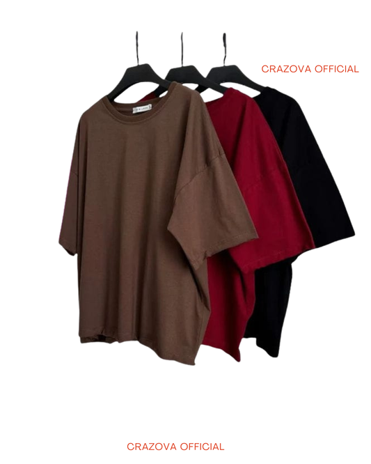 Pack of 3 Plain Drop Shoulder T-Shirts