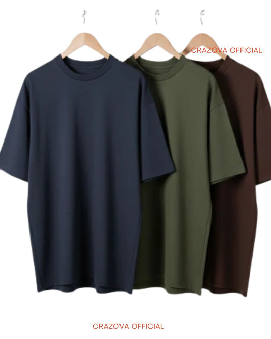 Pack of 3 Plain Drop Shoulder T-Shirts