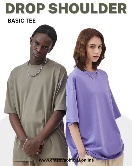 Unisex Pack of 2 Plain Oversized T-Shirts