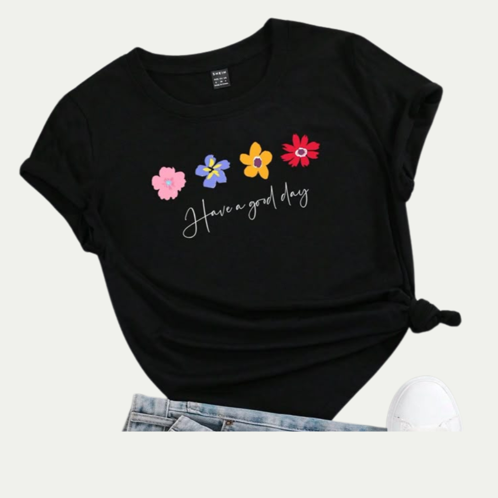 Flower Printed Tee - Crazova Official