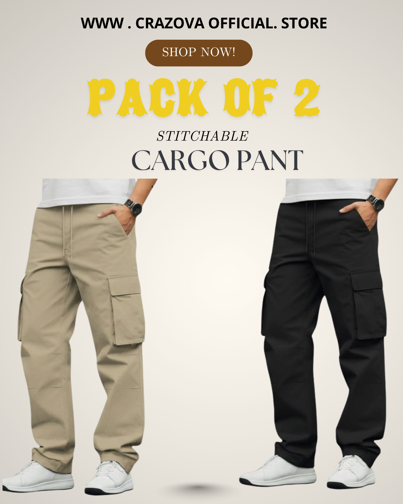 Pack of 2 Unisex Cargo Pants - Crazova Official