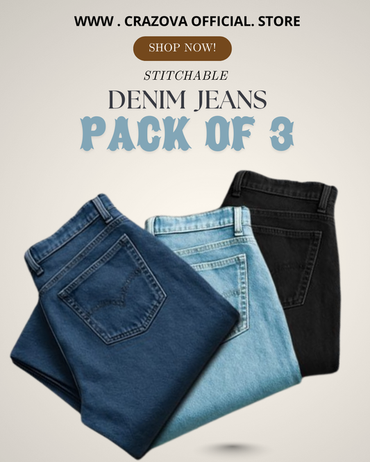 Pack of 3 Premium Denim Jeans - Crazova Official