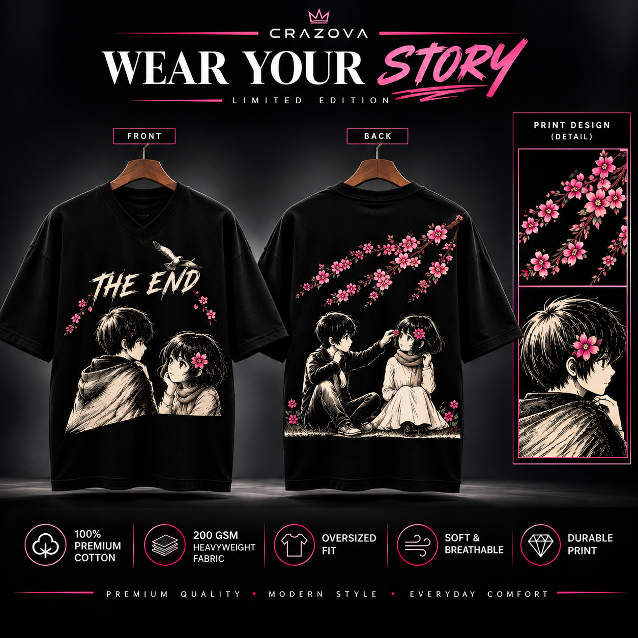 The End Anime Oversized Graphic T-Shirt