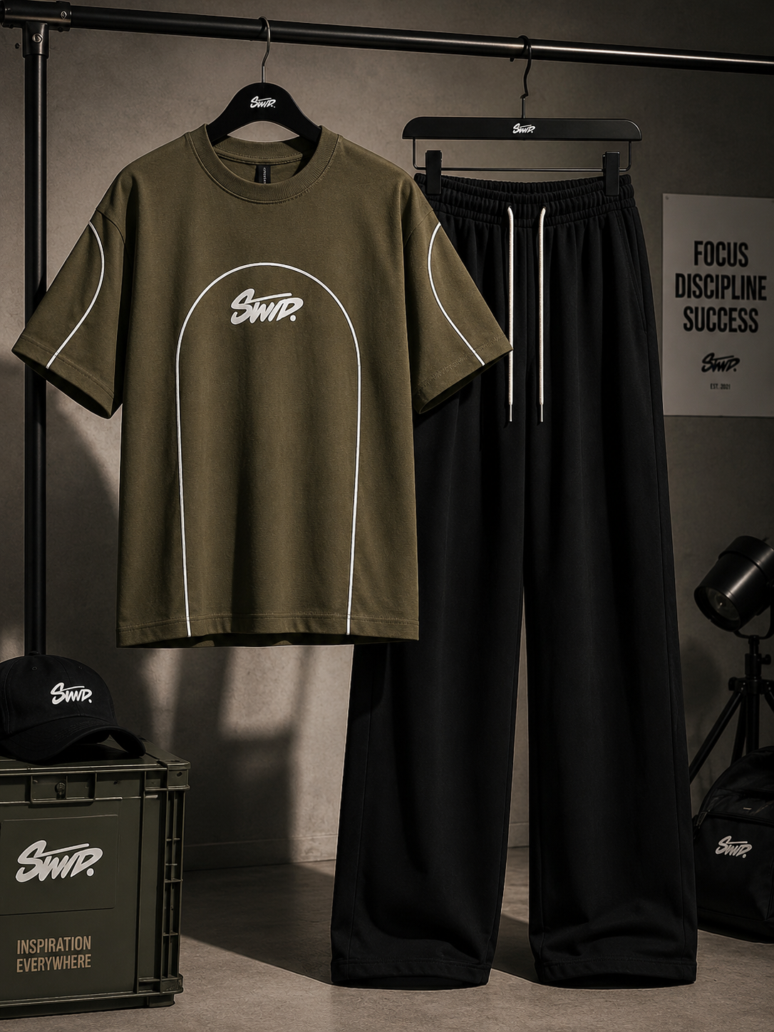 Contour Line Oversized Tee with Baggy Trouser