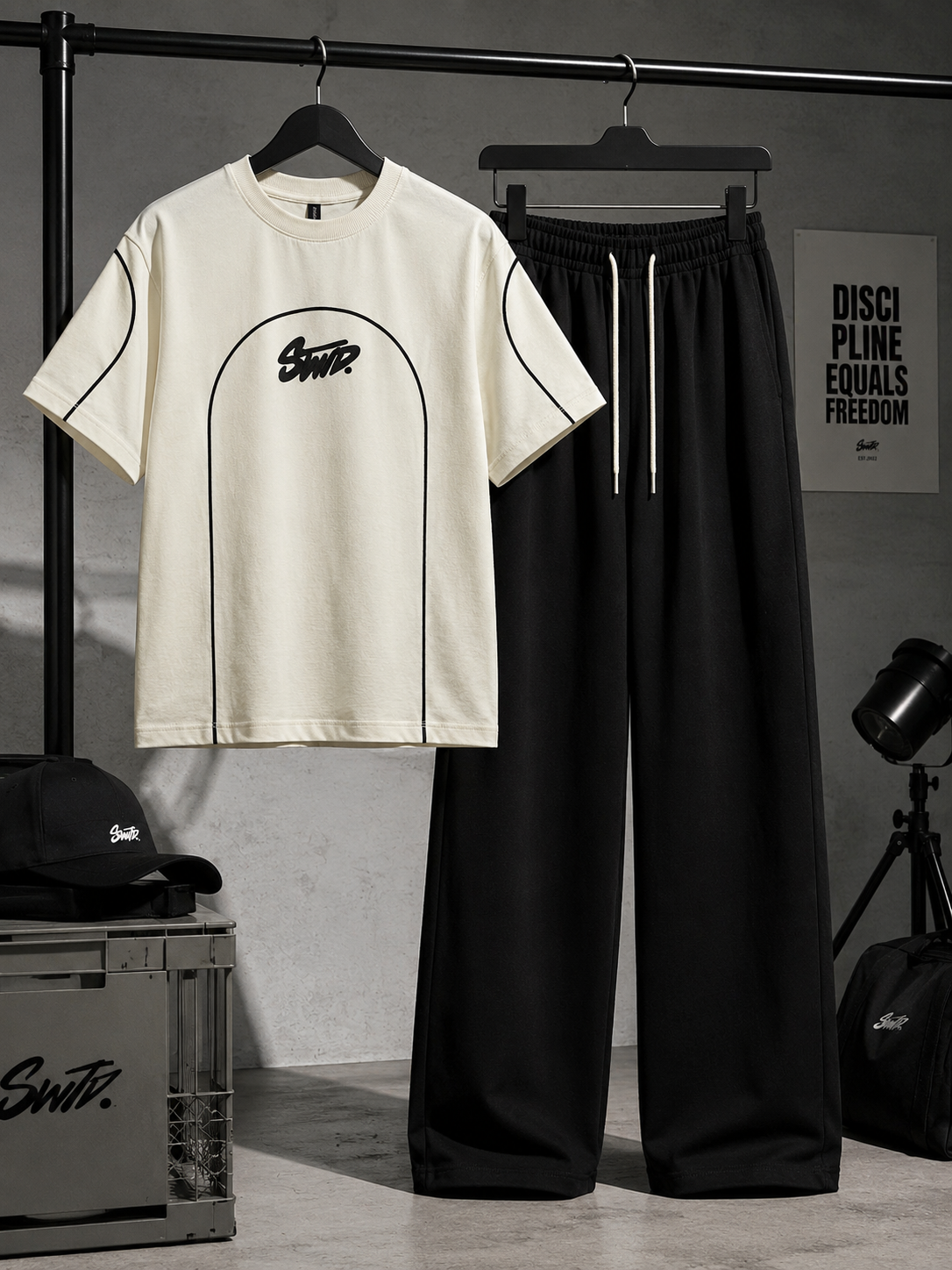 Contour Line Oversized Tee with Baggy Trouser