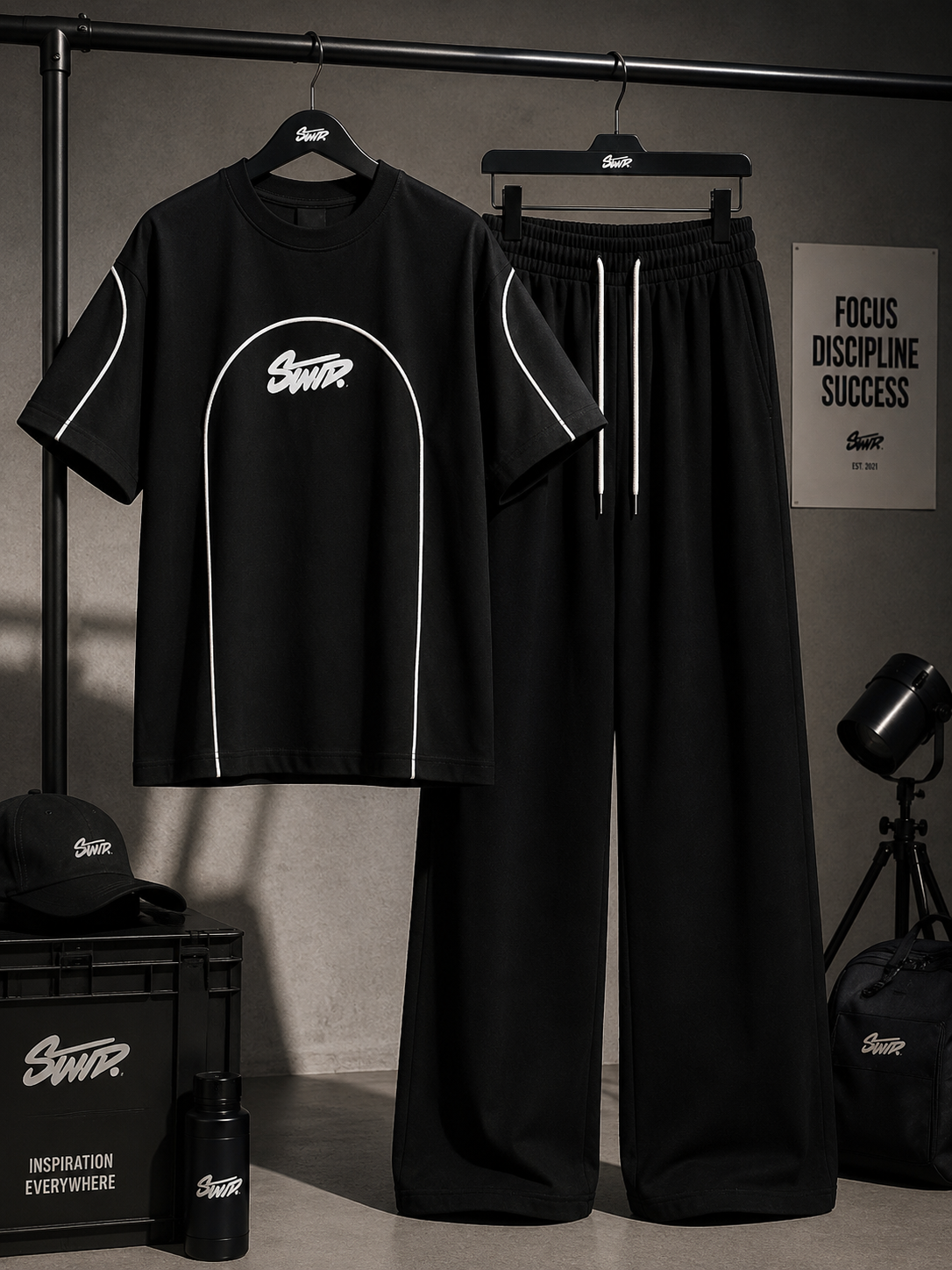 Contour Line Oversized Tee with Baggy Trouser