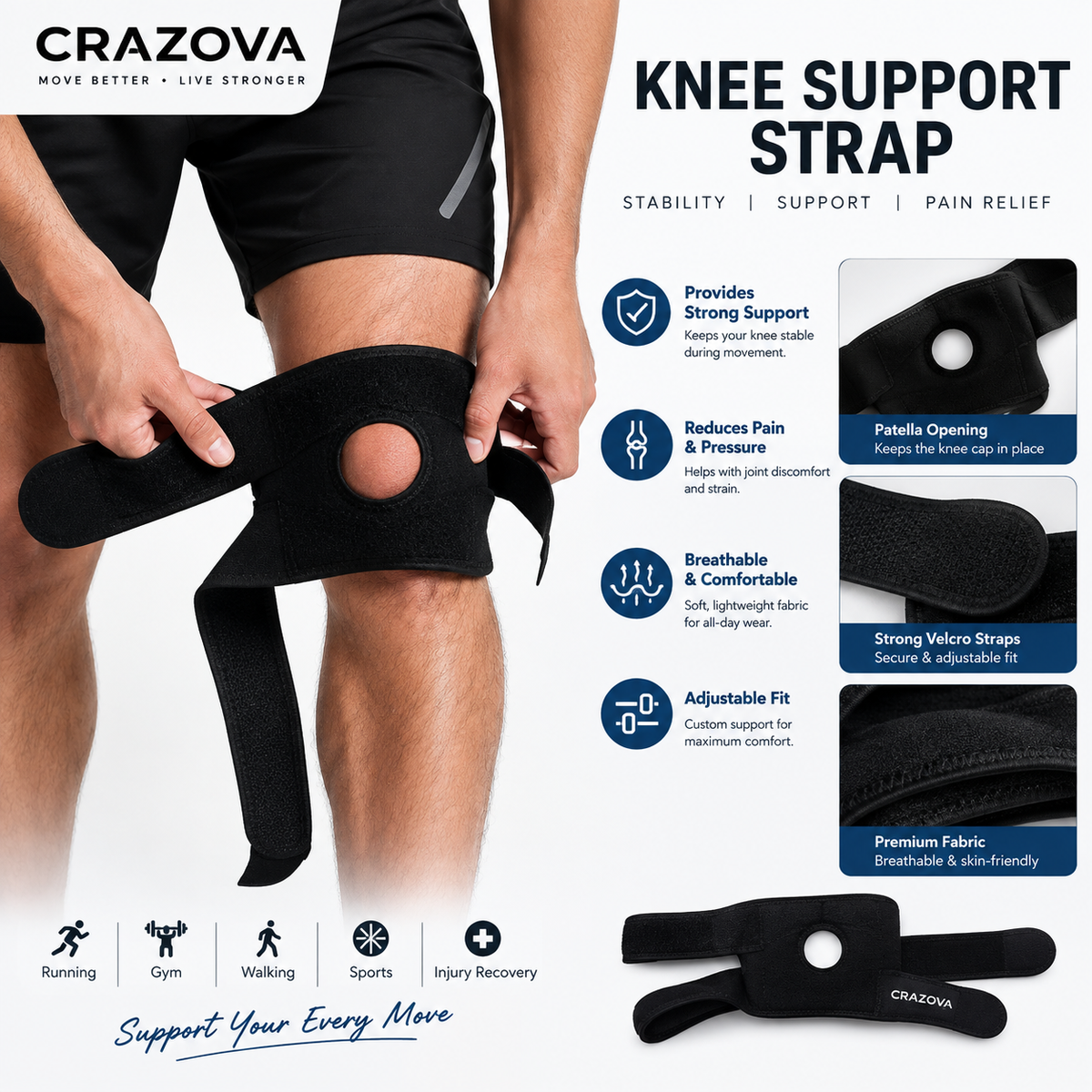 Open Patella Knee Support Brace