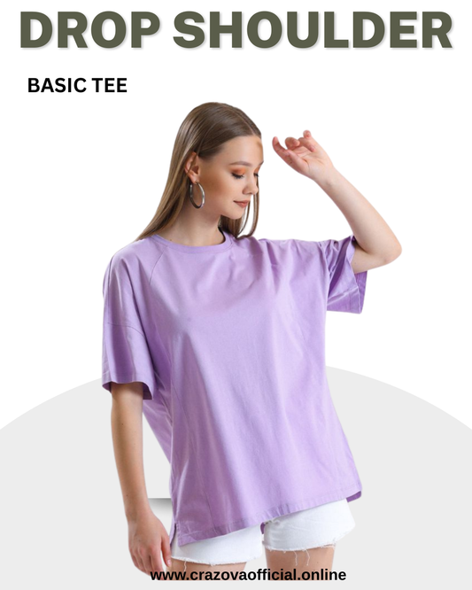 lalic Unisex Plain Drop Shoulder T-Shirts