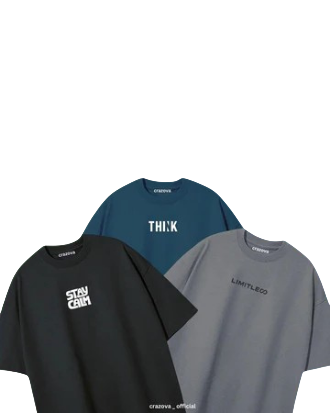 Unisex Pack of 3 Printed Drop Shoulder T-Shirts