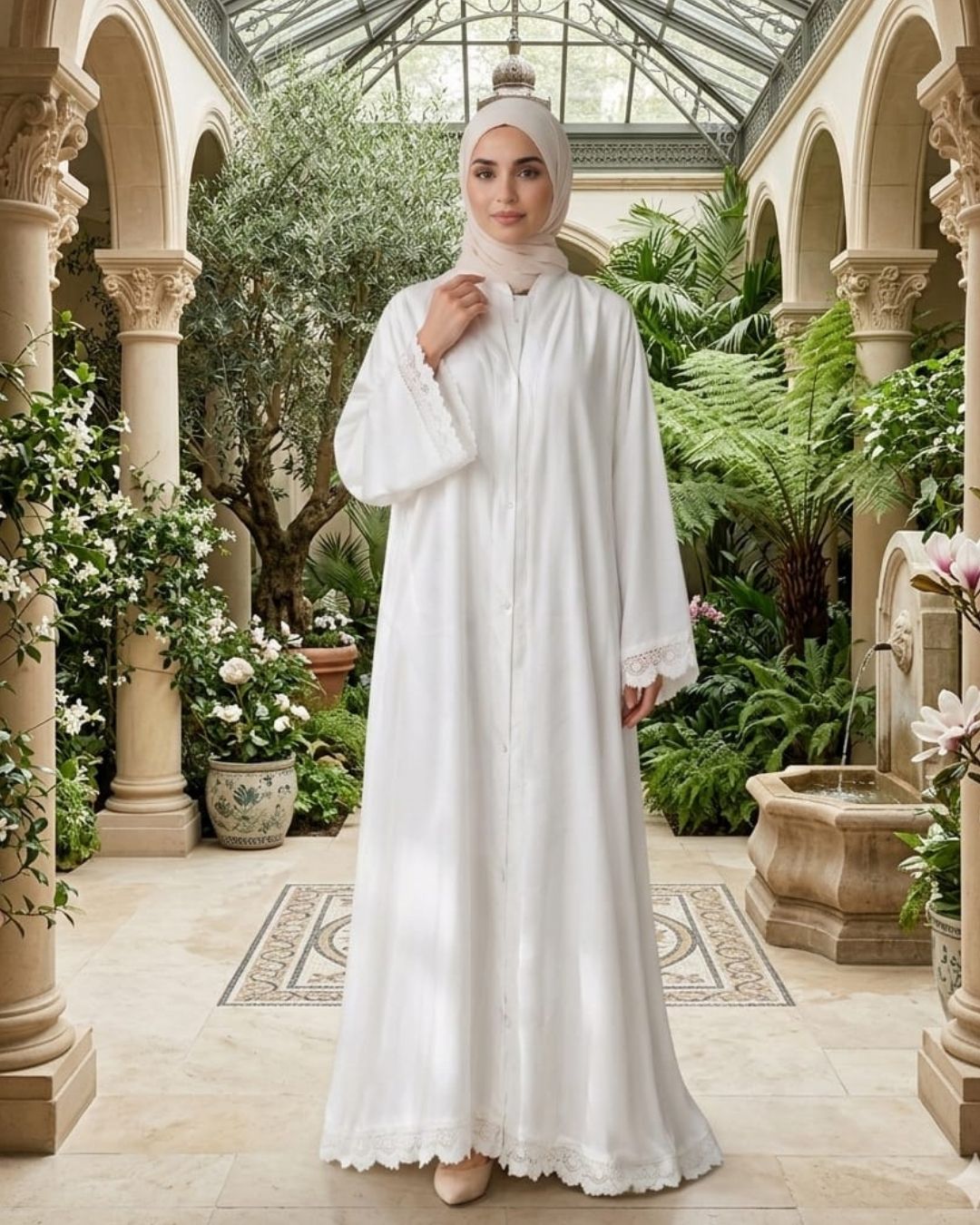 Pearl Grace White Abaya For (Umrah)