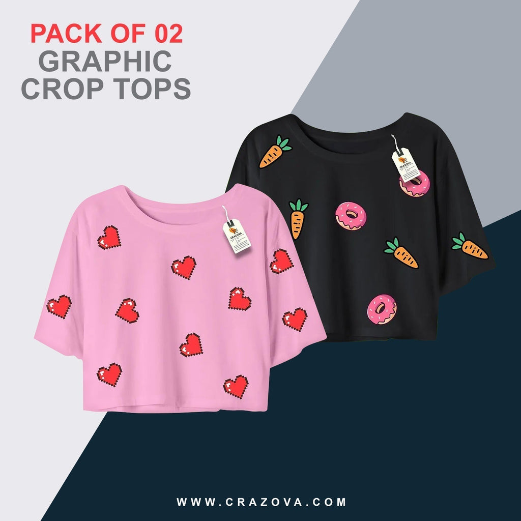 Pack of 2 Donuts Crop Tees - Crazova Official