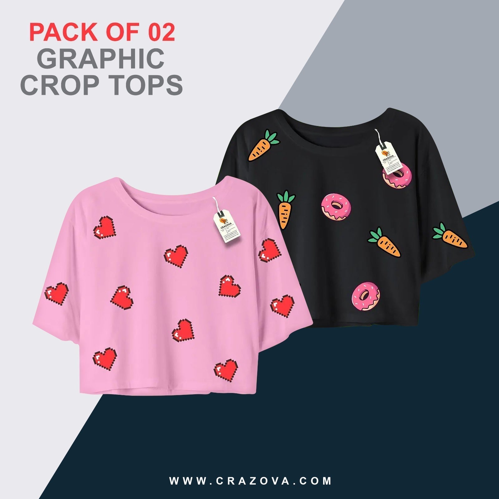 Pack of 2 Donuts Crop Tees - Crazova Official