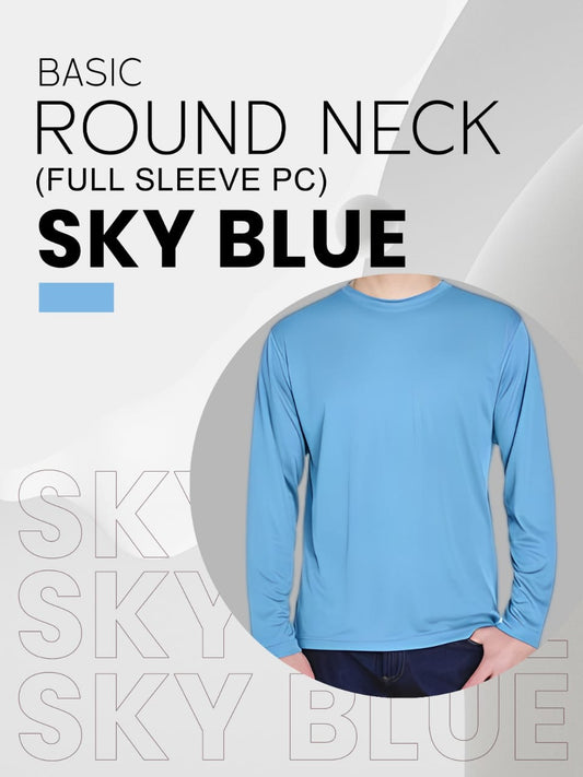 Unisex Sky Blue Full Sleeves T-shirts