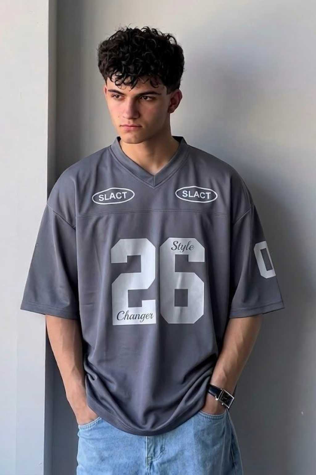 Vortex Unisex 26 V-Neck Printed Drop Shoulder Tee