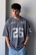 Vortex Unisex 26 V-Neck Printed Drop Shoulder Tee