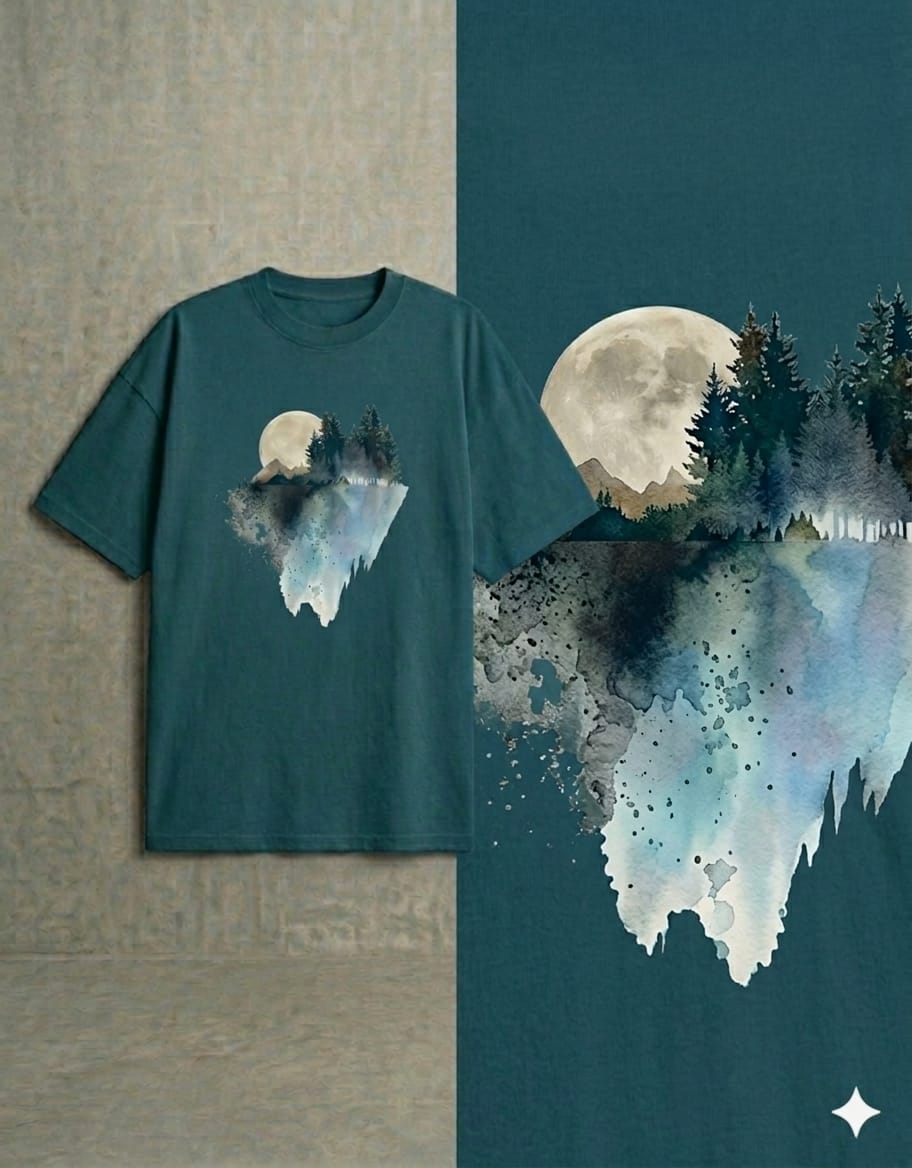 Lunar Graphic Set Drop Shoulder & with Wide Leg Jeans