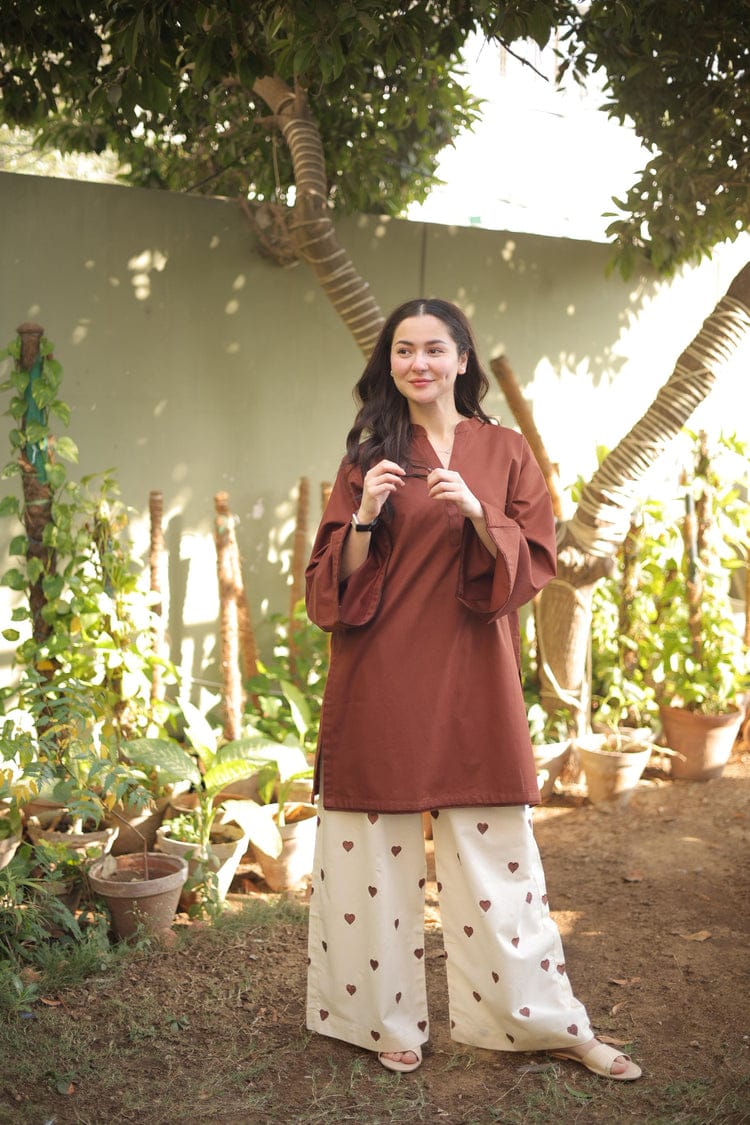Heart Elegance 2-Piece Cotton Set ❤️Brown