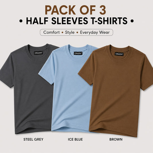 Pack of 3 Basic Plain T-Shirts