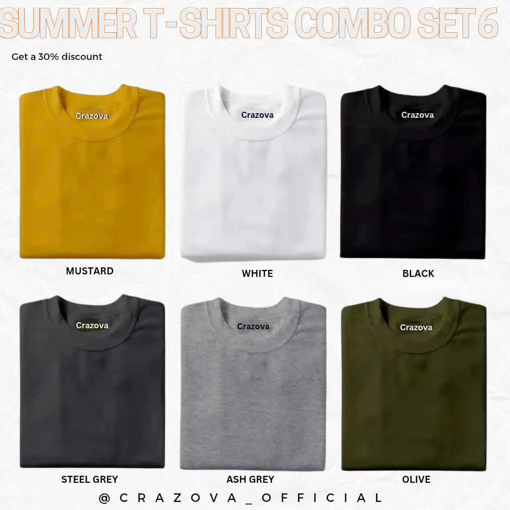 Pack of 6 Half Sleeve T-Shirt