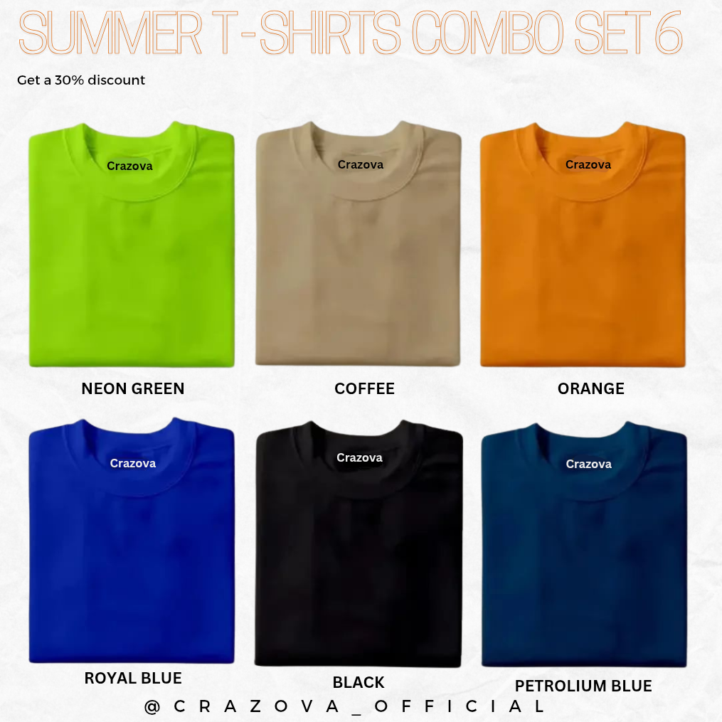 Pack of 6 Half Sleeve T-Shirt