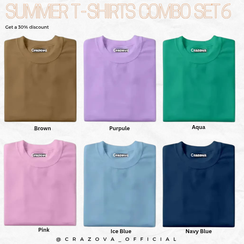 Pack of 6 Half Sleeve T-Shirt