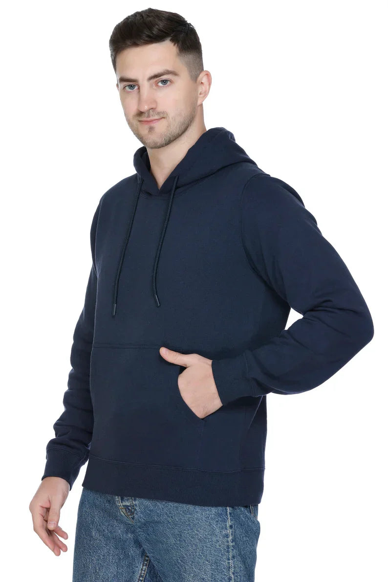 Navy Blue Plain Hoodie - Crazova Official